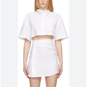 Jacquemuse white arlo button down crop dress